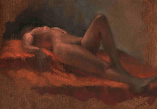 Portrait of a Woman; Reclined, Oil on canvas, 2025