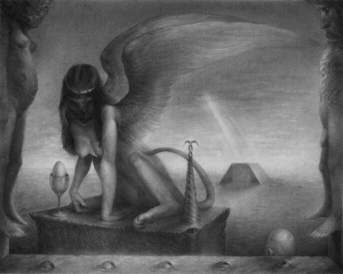 Crossroads at the Tabernacle, Graphite on paper, 2026 10 1/2in x 7 1/2in