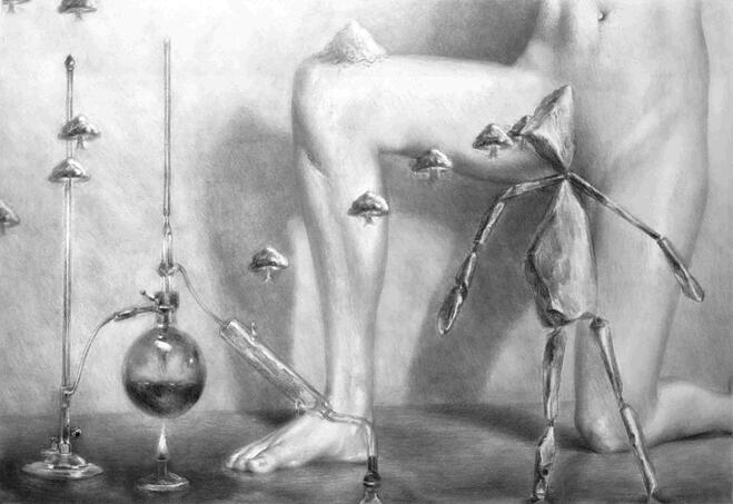 Natrium Ingestion (20 grams), Graphite on paper, 2025